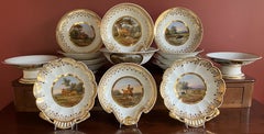 Paris Porcelain Gilt Banded Hunting Service