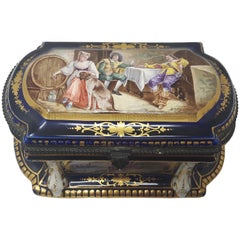 Antique Paris Porcelain Hand-Painted Jewellery Box