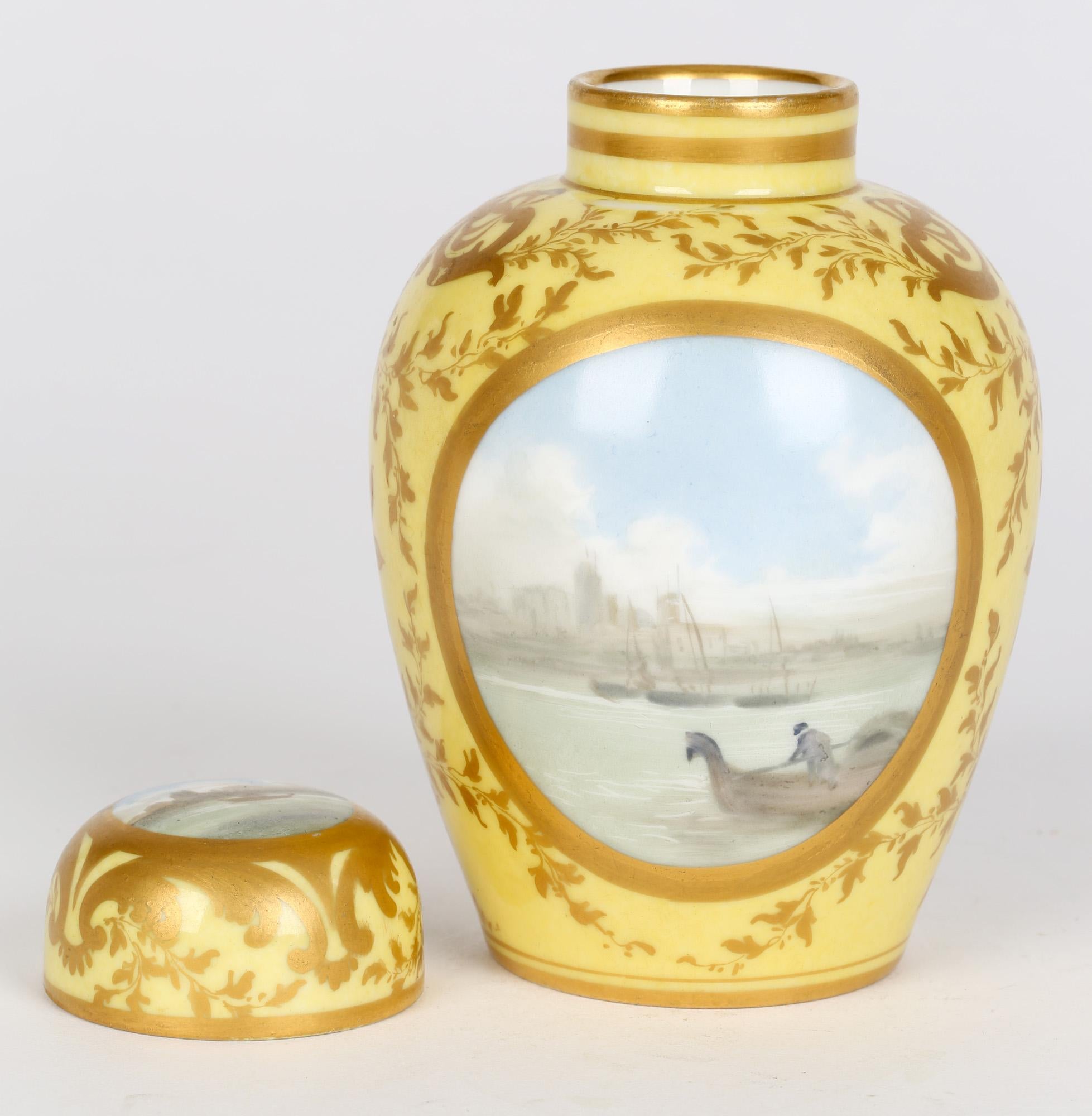 Paris Porcelain Lidded Porcelain Tea Caddy with Scenes of Venice 10