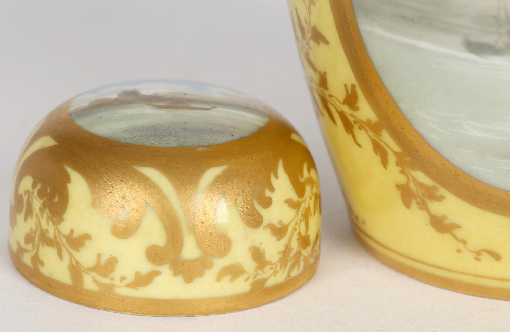 Late 19th Century Paris Porcelain Lidded Porcelain Tea Caddy with Scenes of Venice