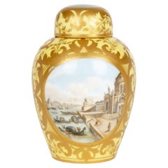 Paris Porcelain Lidded Porcelain Tea Caddy with Scenes of Venice