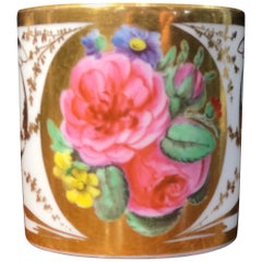 Antique Paris Porcelain Manteau Studio Coffee Can, Rich Gold and Roses, circa 1810