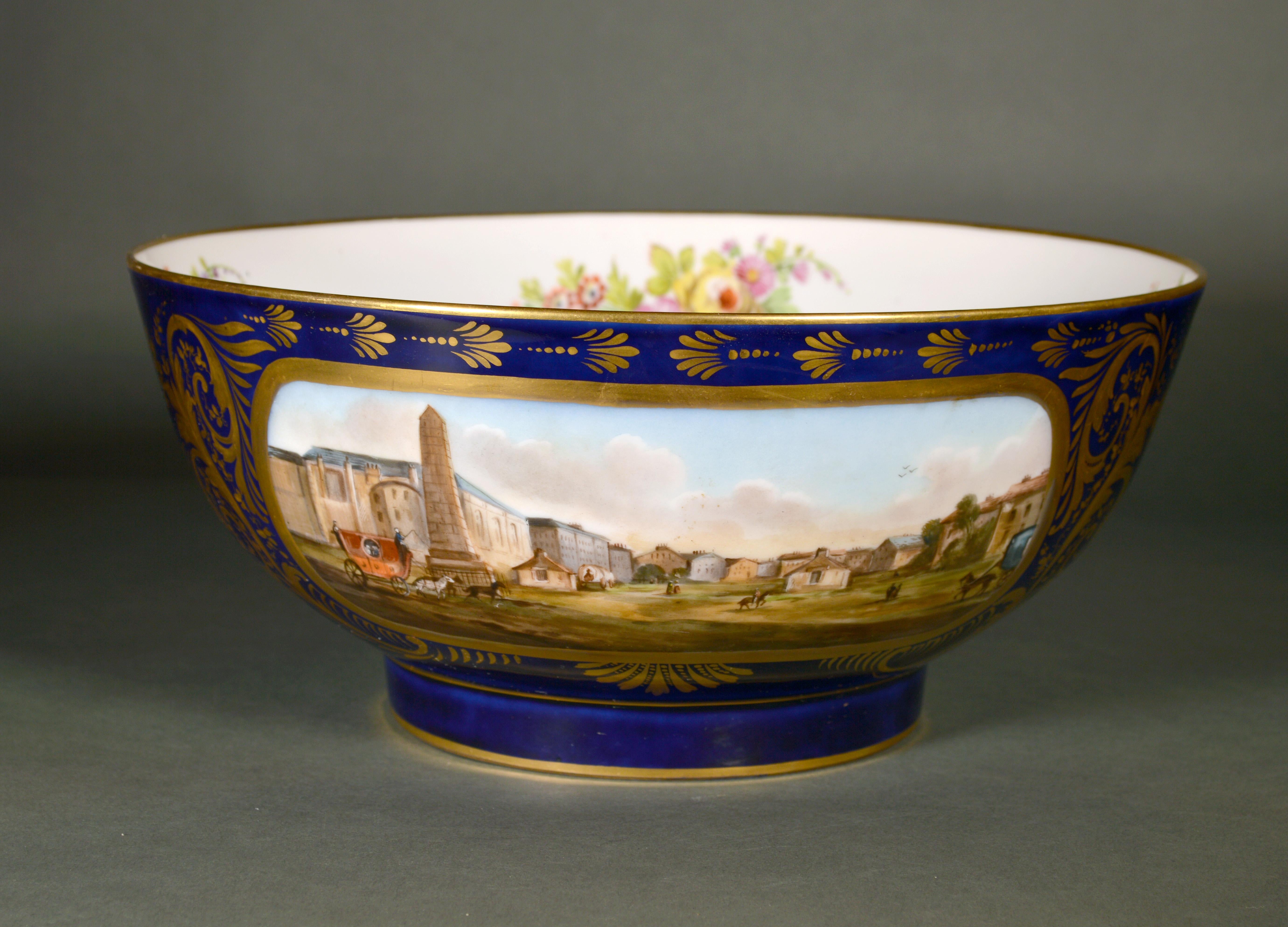Georgian Paris Porcelain Mazarine Blue-Ground Punch Bowl For Sale