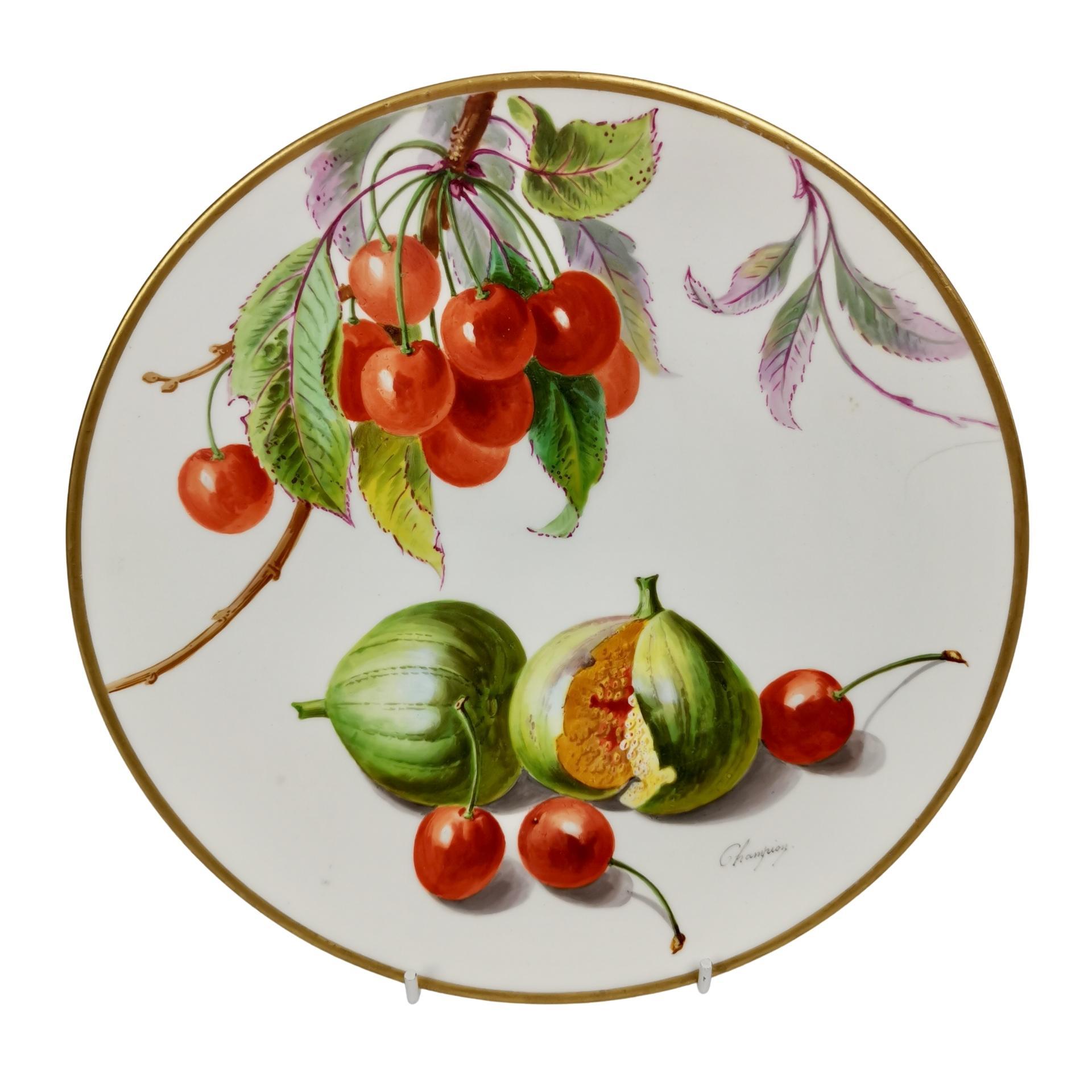 On offer is a beautiful pair of plates made by a Paris factory in about 1890. The plates are hand painted with beautiful fruits and signed 