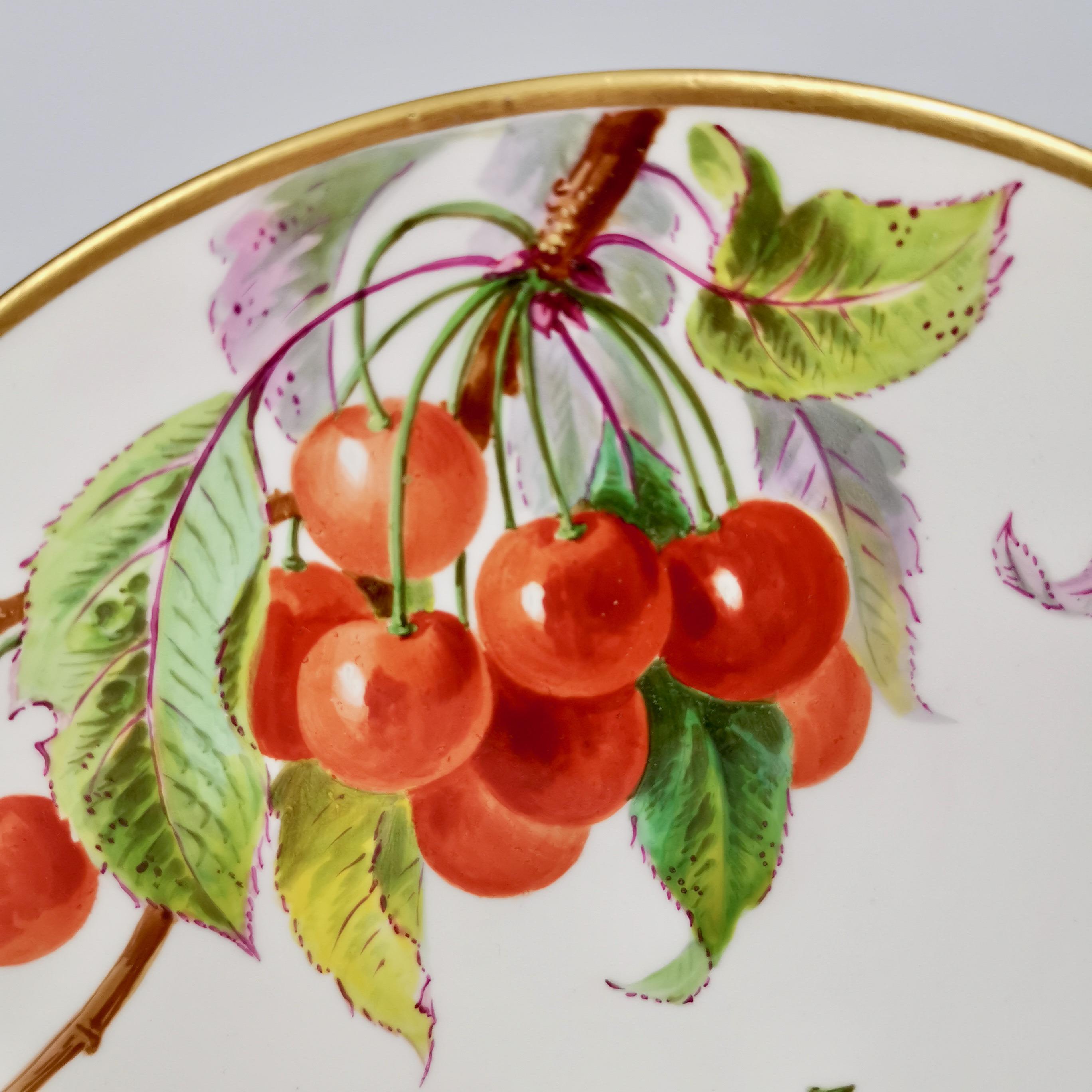 French Paris Porcelain Pair of Cabinet Plates, Fruits by Champion for Hébert, ca 1890