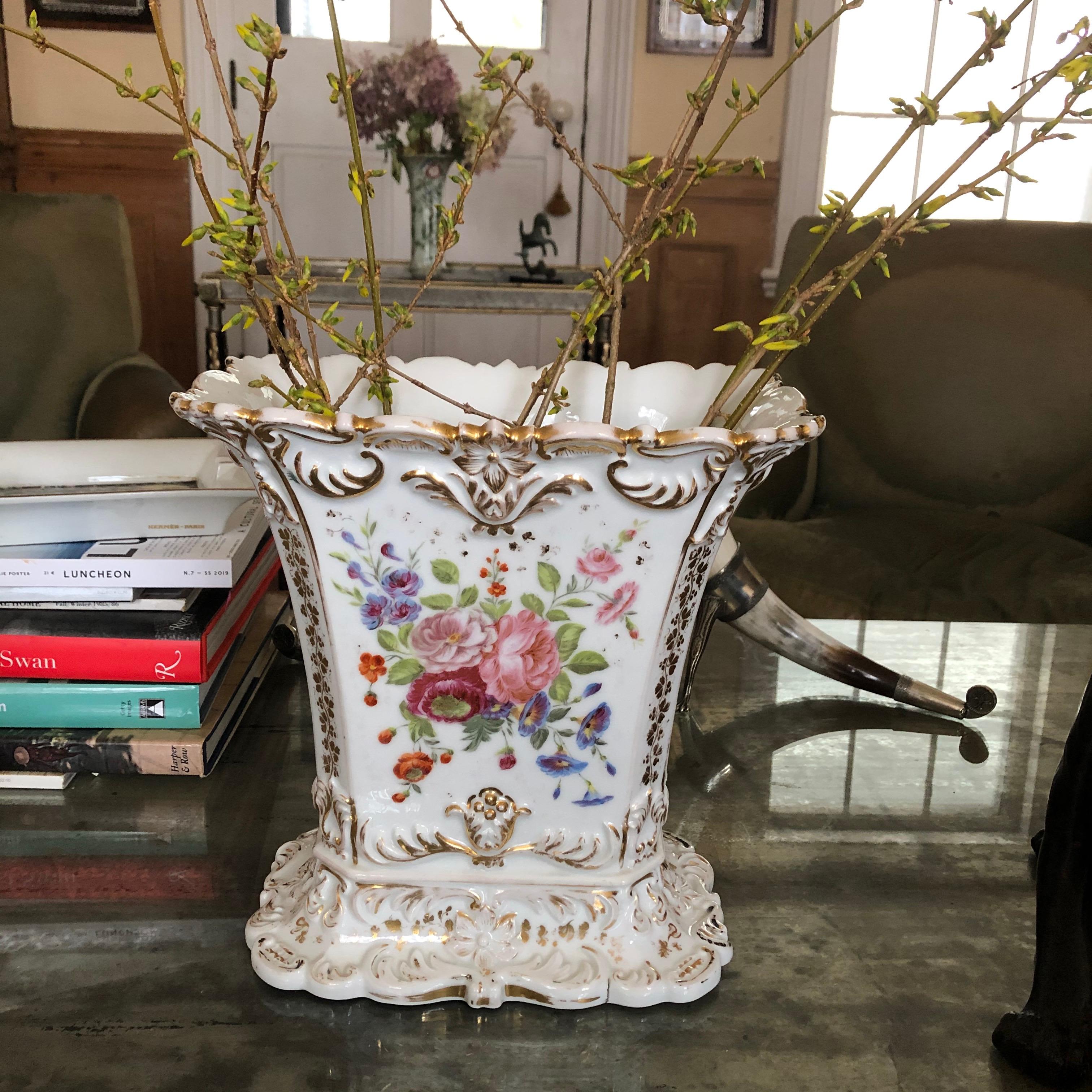 Large Paris Porcelain Rectangular Spill Vase For Sale 2