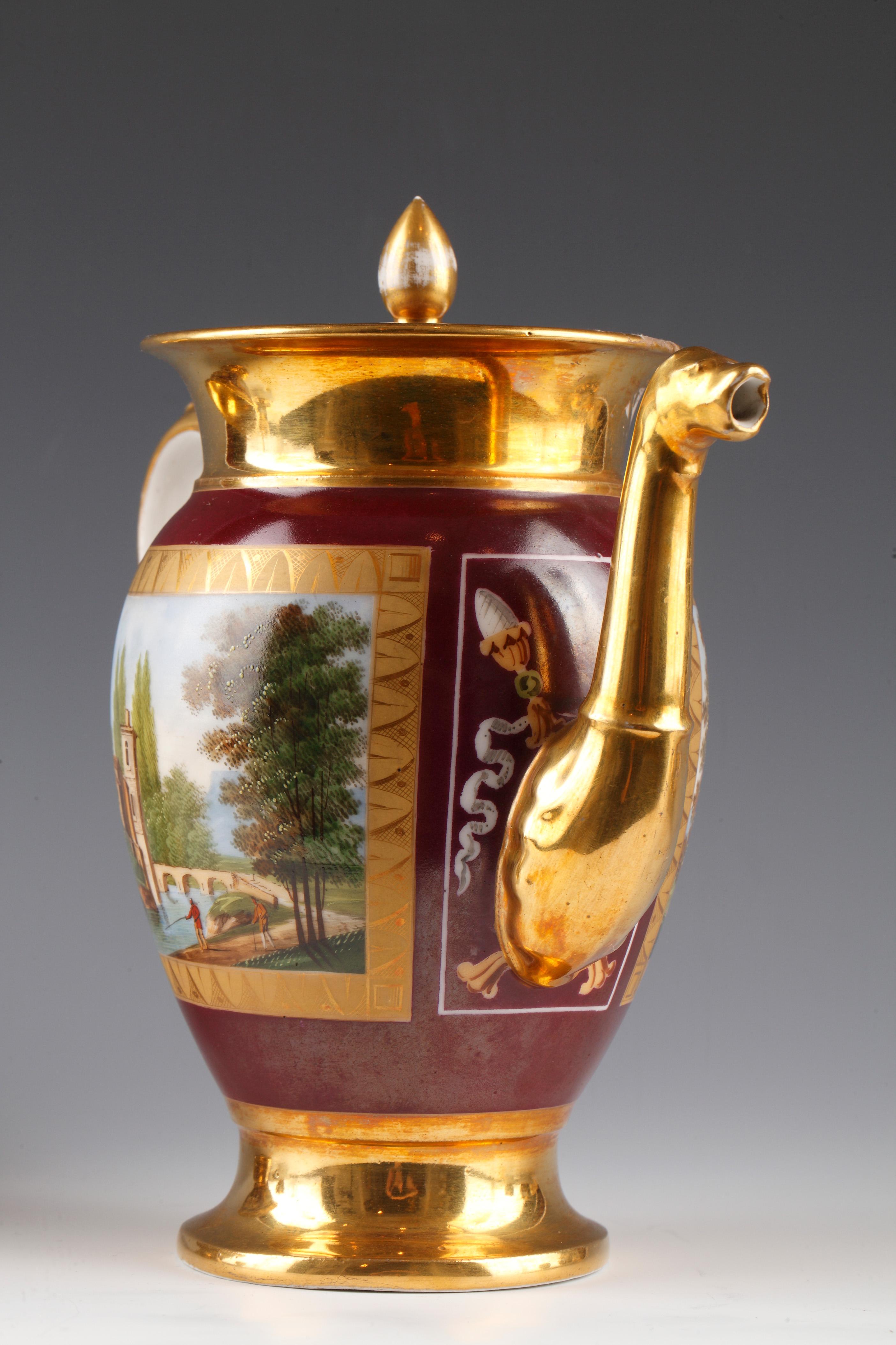 Fine XIX secolo Servizio da tè in porcellana di Parigi in stile Restauration, Francia, circa 1880 in vendita