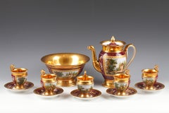 Service à thé en porcelaine de style restauration de Paris, France, vers 1880