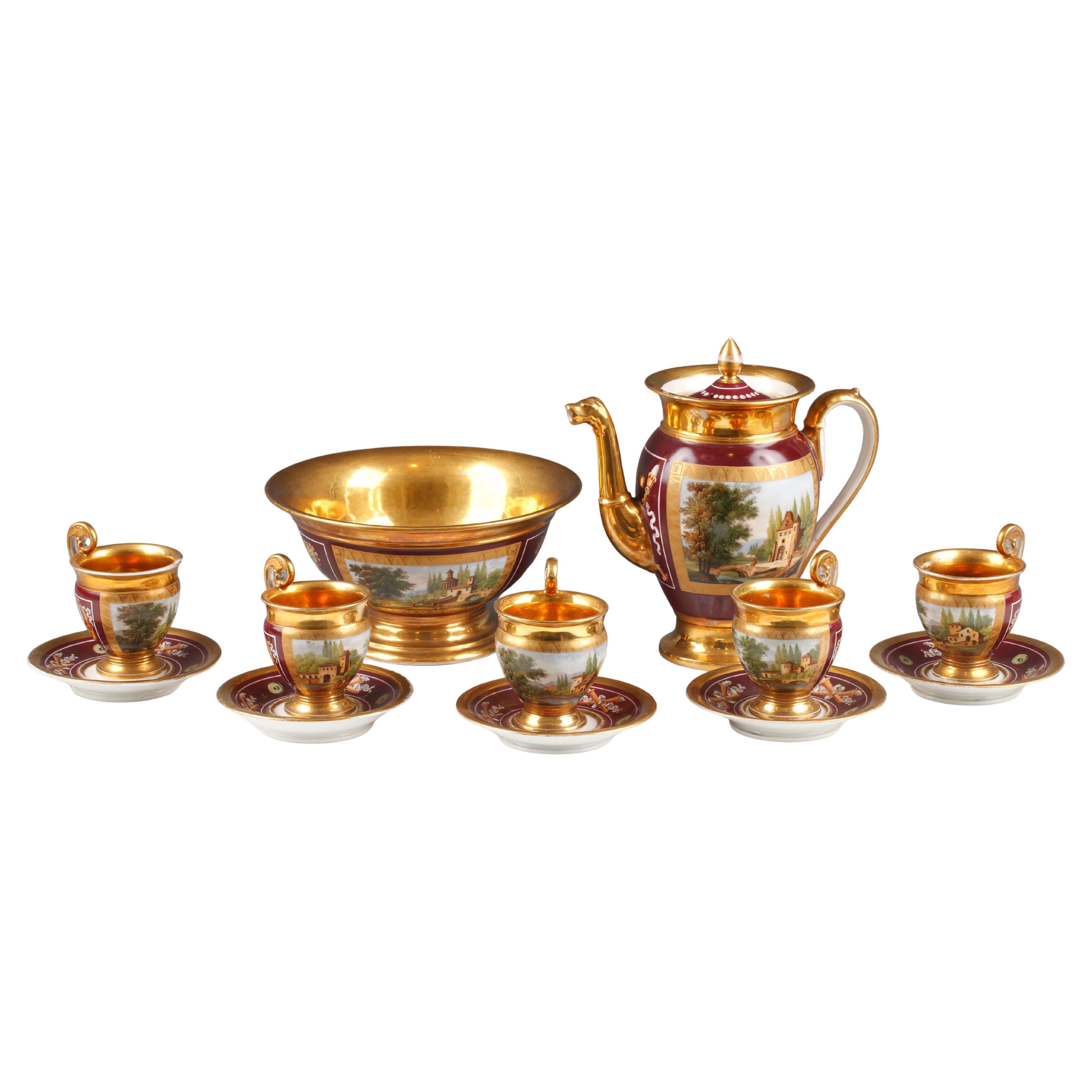 Service à thé en porcelaine de style restauration de Paris, France, vers 1880