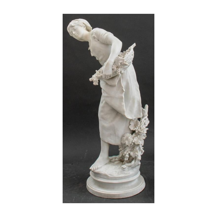 French porcelain decorative sculpture by Mathurin Moreau ( French, 1822-1912). The grape harvester 