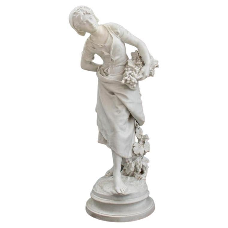 Paris Porcelain Sculpture Portrait of a Woman " Grappilleuse" Signed For Sale