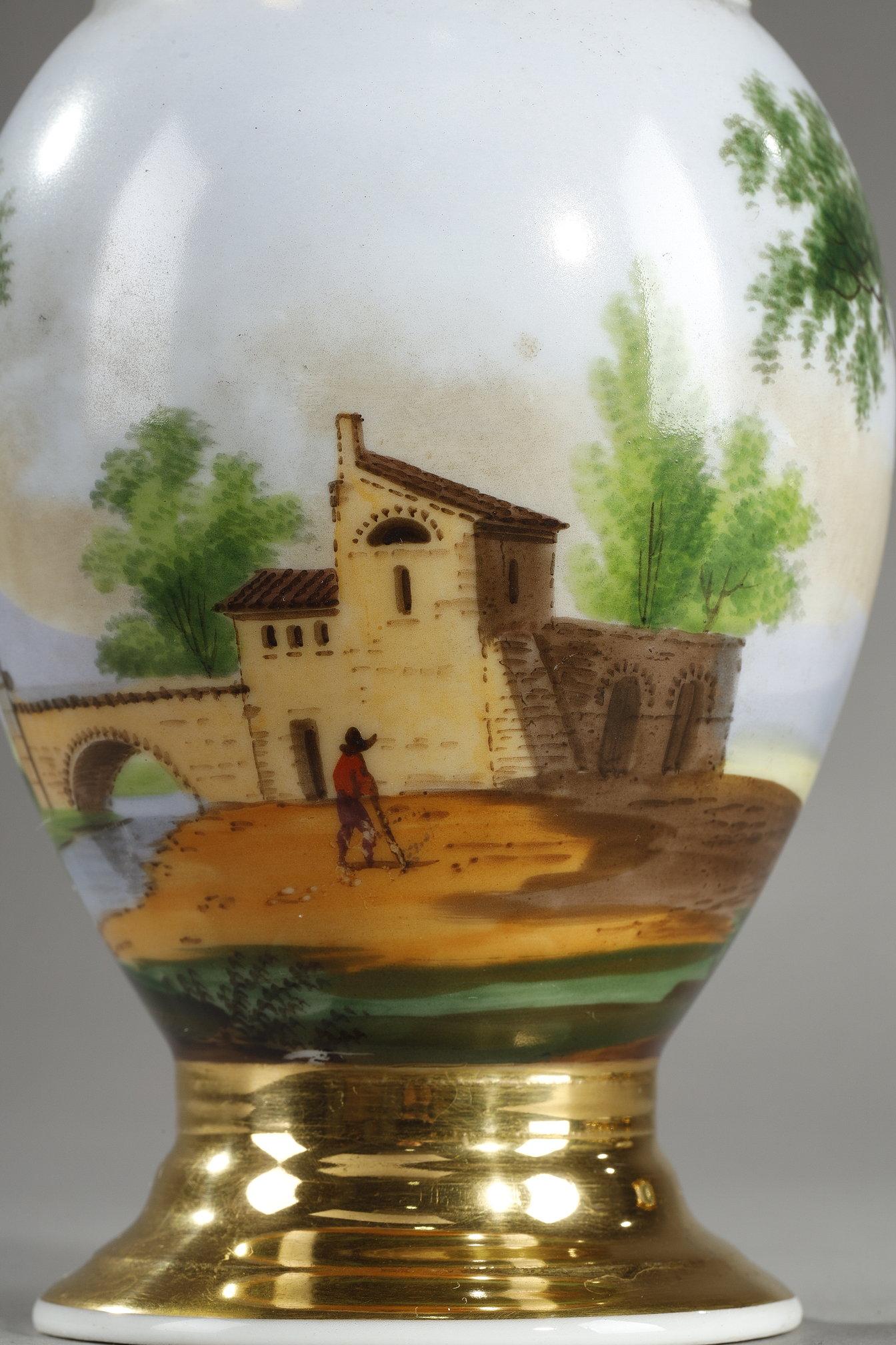 Service en porcelaine de Paris avec décorations de paysages en vente 5