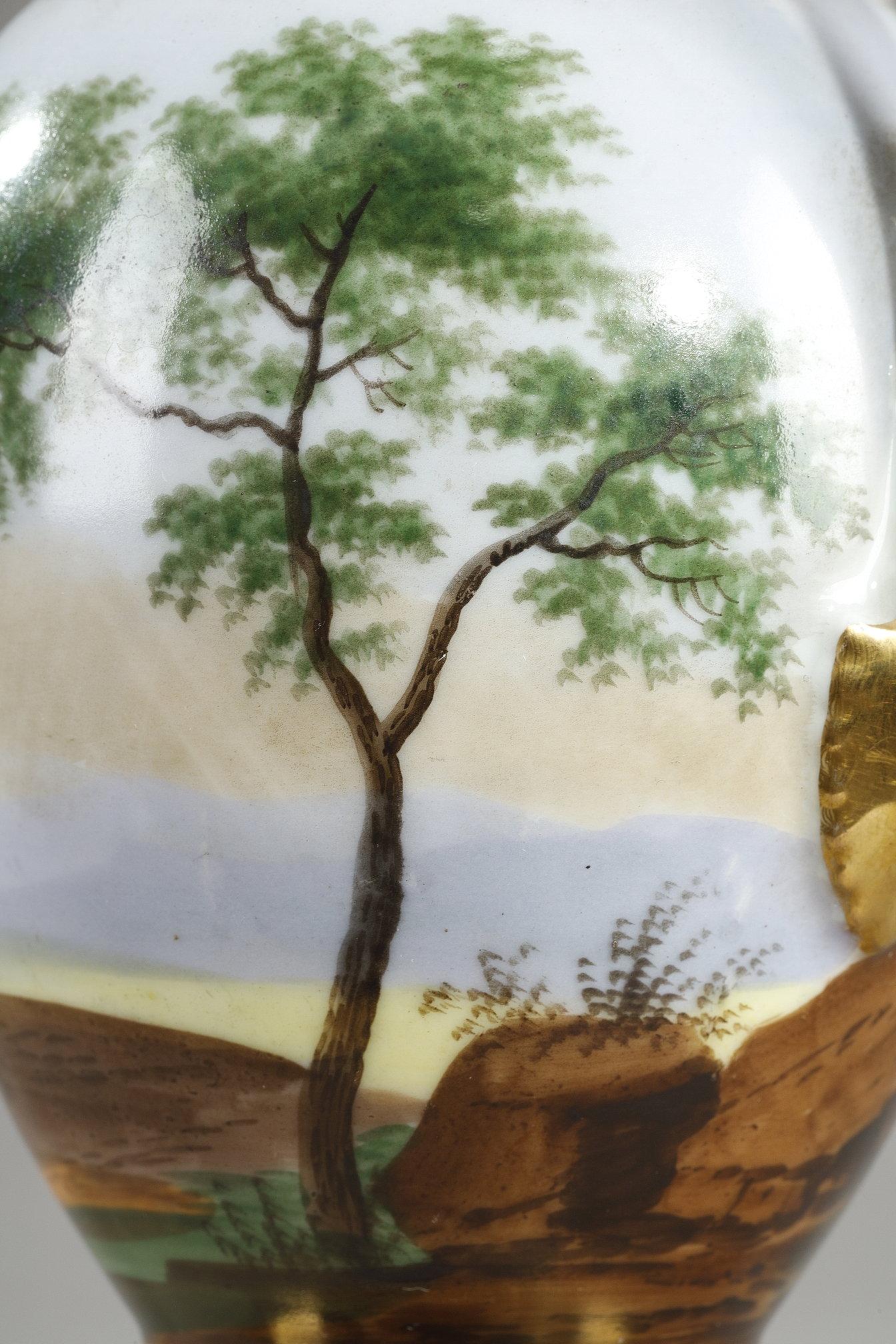 Service en porcelaine de Paris avec décorations de paysages en vente 6