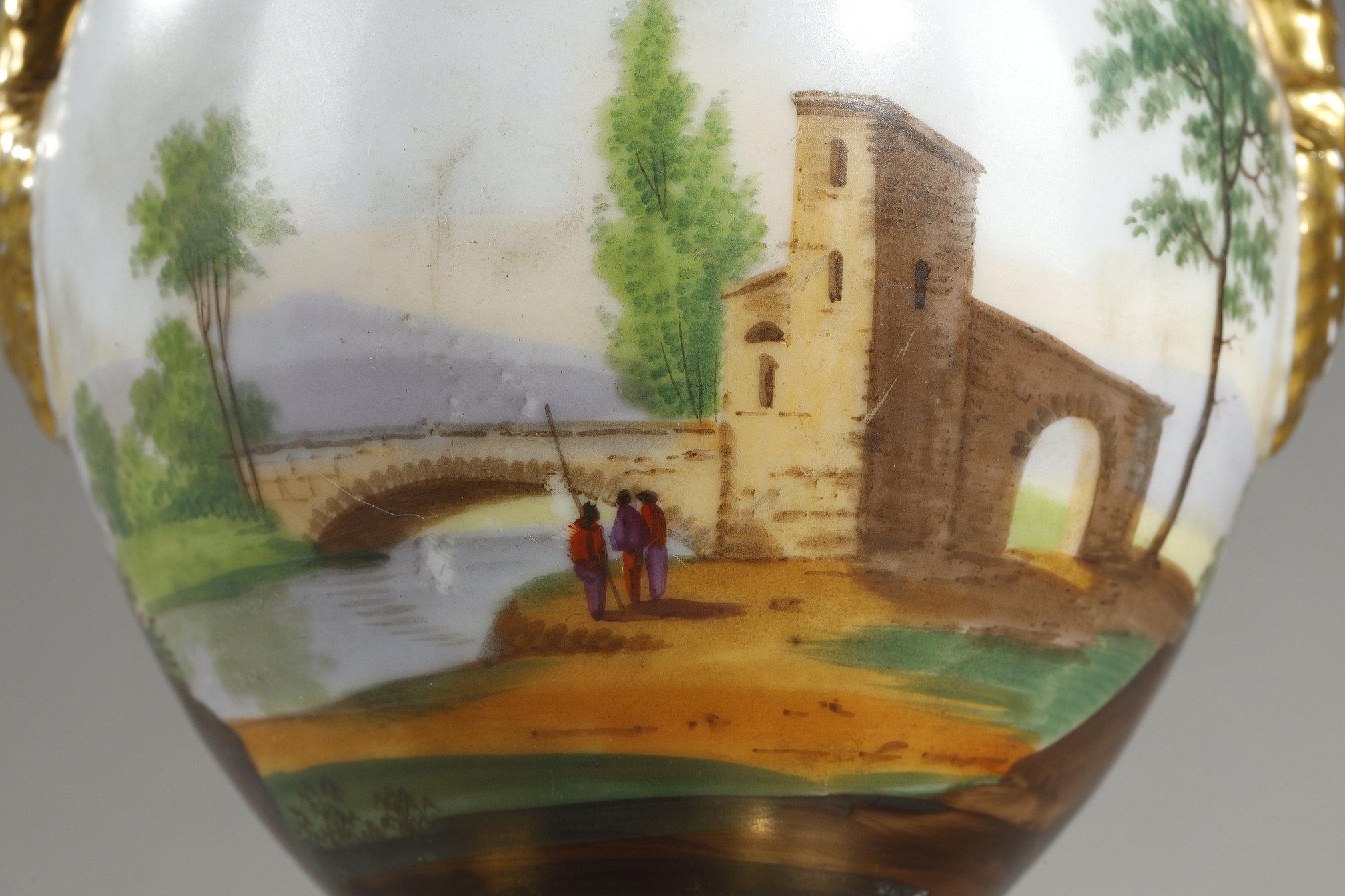 Service en porcelaine de Paris avec décorations de paysages en vente 9