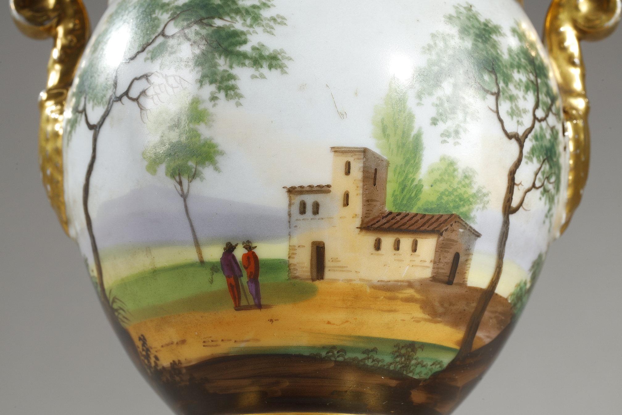 Service en porcelaine de Paris avec décorations de paysages en vente 10