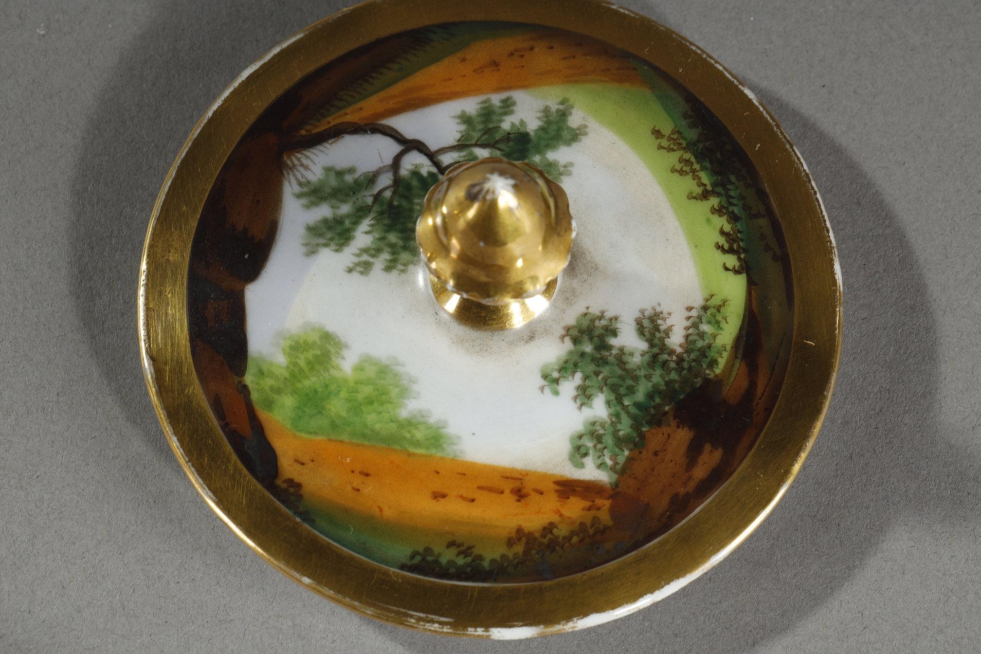 Service en porcelaine de Paris avec décorations de paysages en vente 12