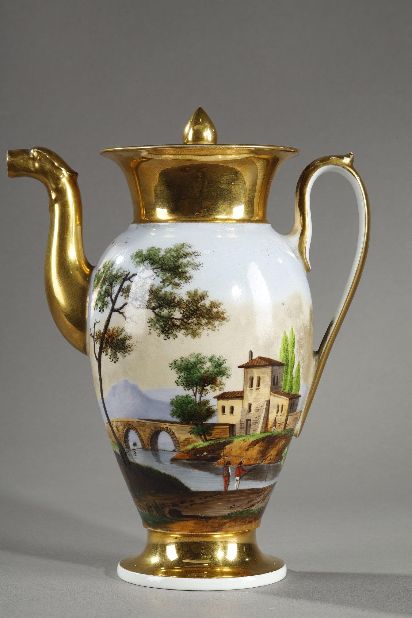 Début du XIXe siècle Service en porcelaine de Paris avec décorations de paysages en vente