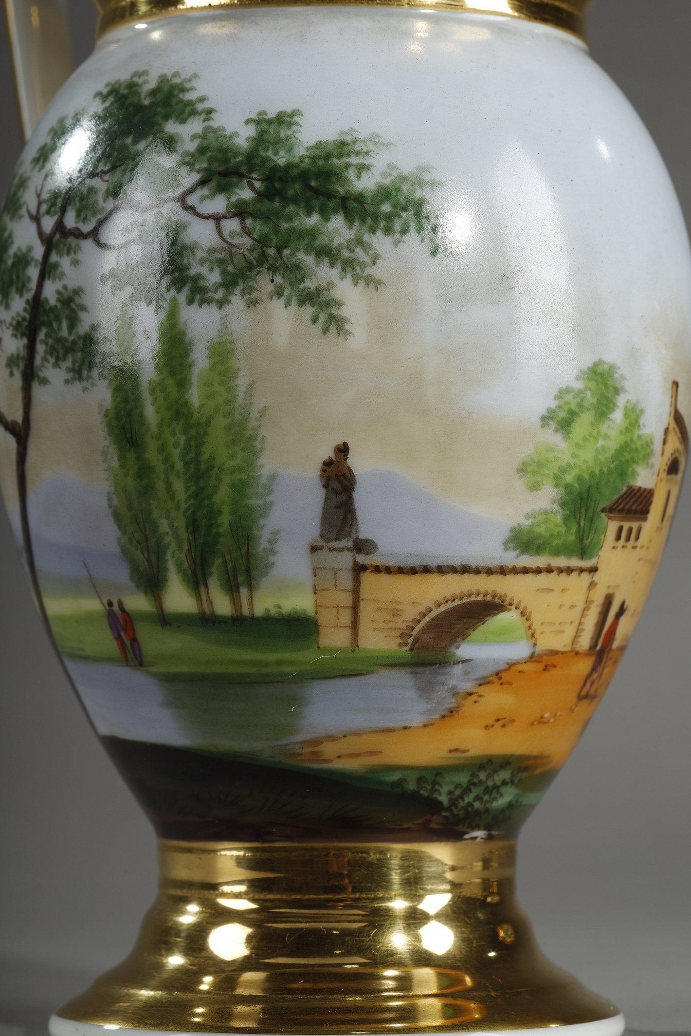 Service en porcelaine de Paris avec décorations de paysages en vente 4