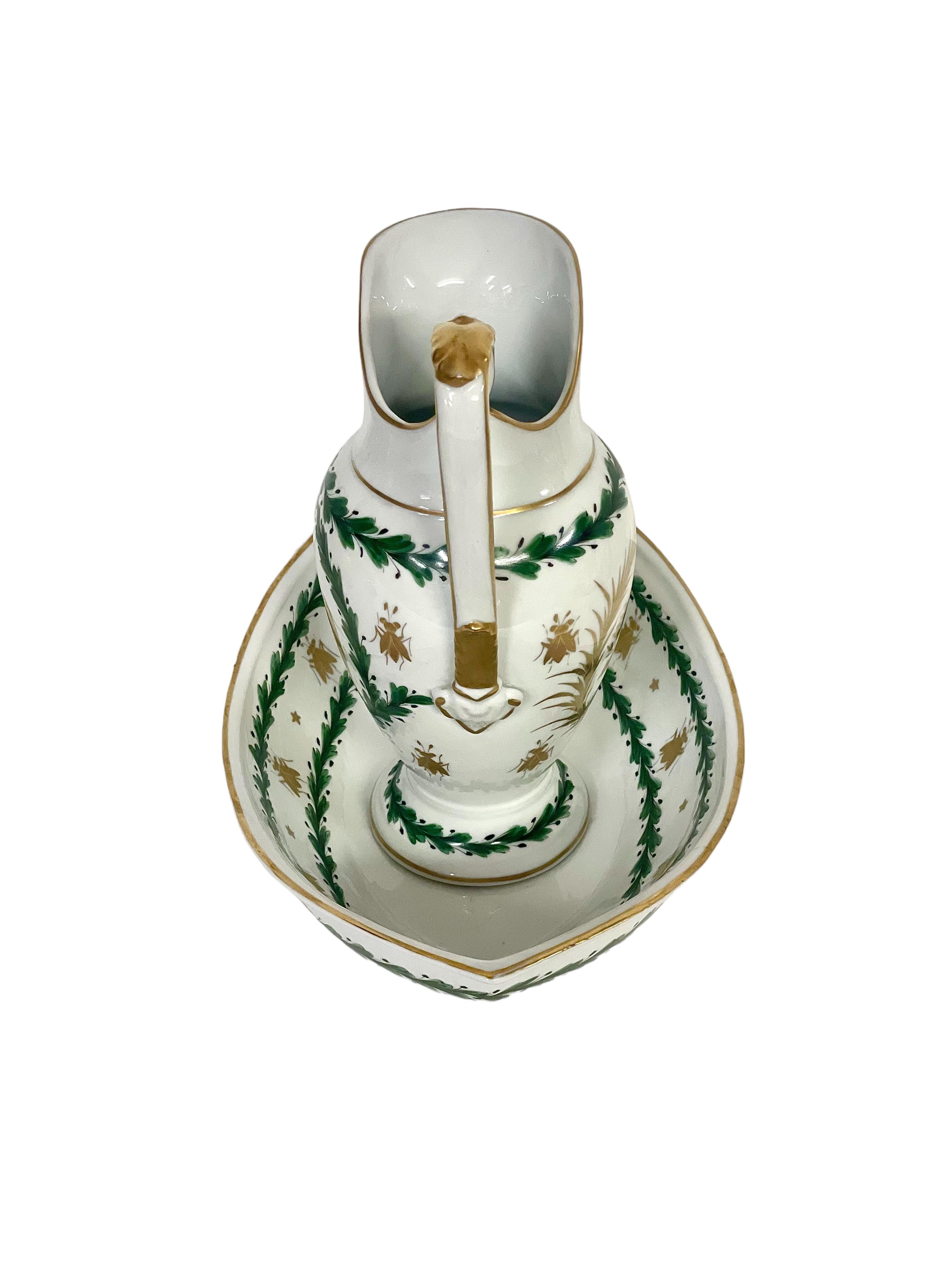 French Empire Period Paris Porcelain Basin and Pitcher with Napoleonic Emblems For Sale 12