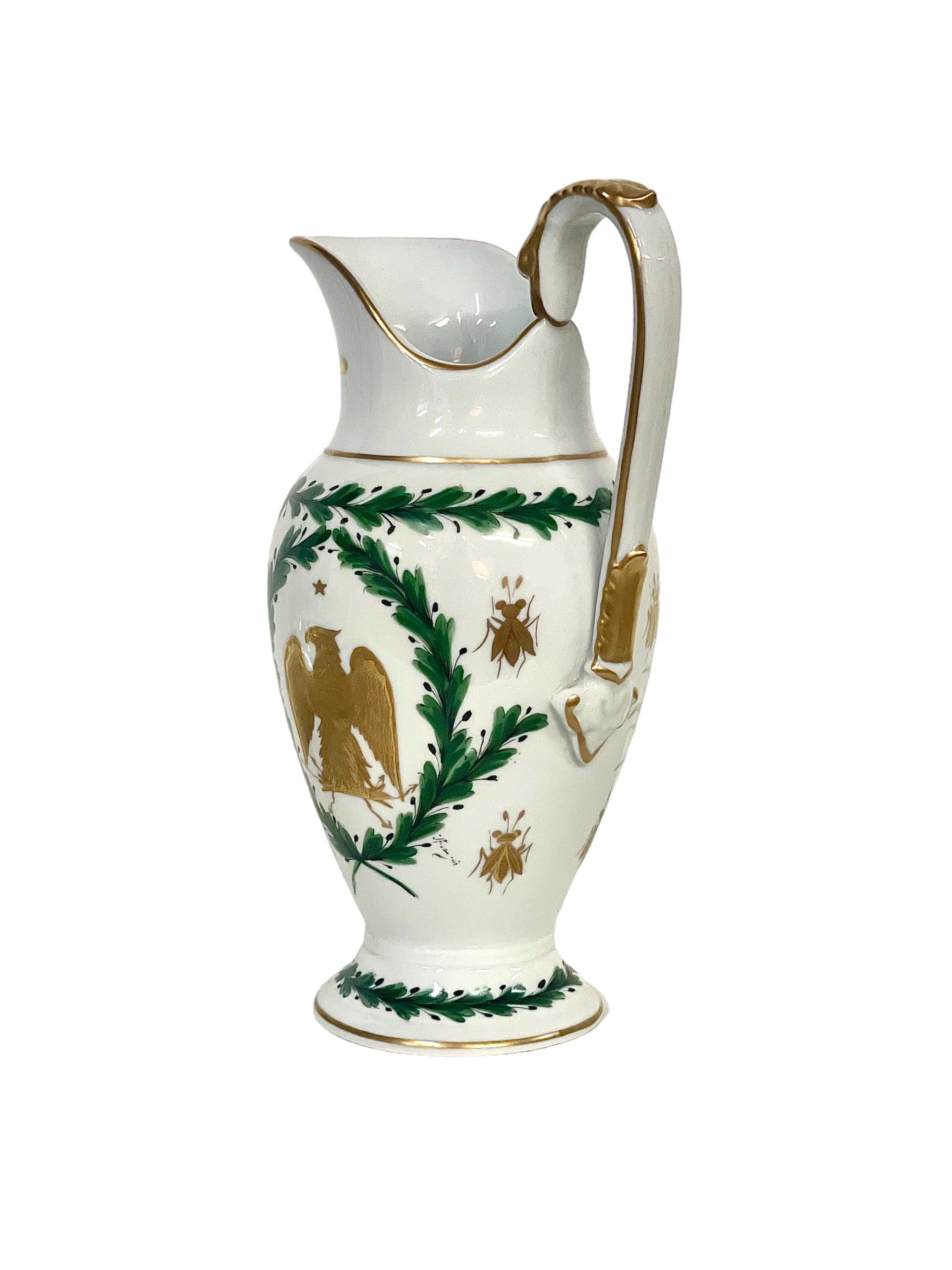 French Empire Period Paris Porcelain Basin and Pitcher with Napoleonic Emblems For Sale 3