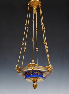 Paris Porcelain Chandelier with Flowers, France, circa 1890