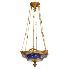 Paris Porcelaine Chandelier with Flowers, France, circa 1890