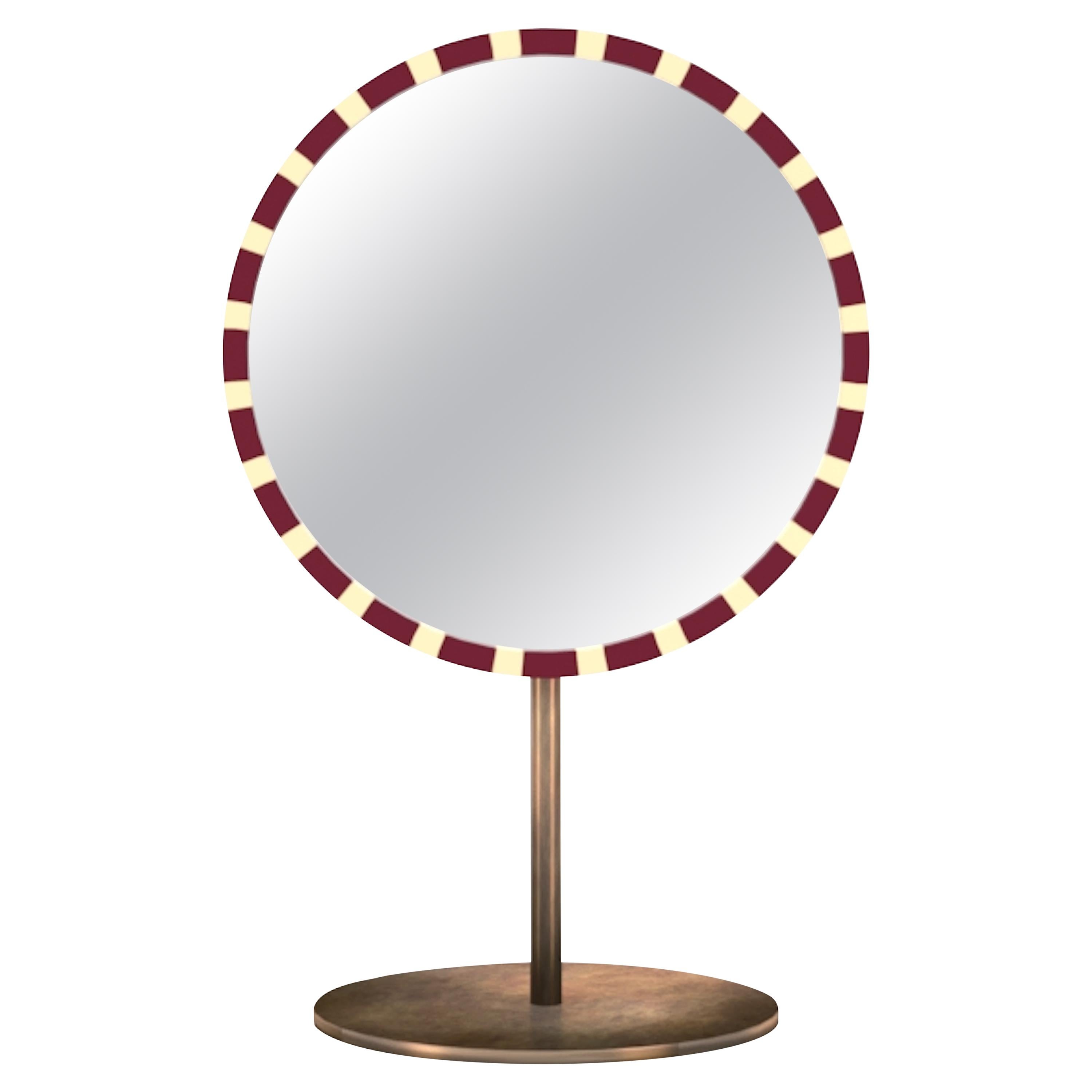 Paris Table Mirror Burgundy by Matteo Cibic For Sale