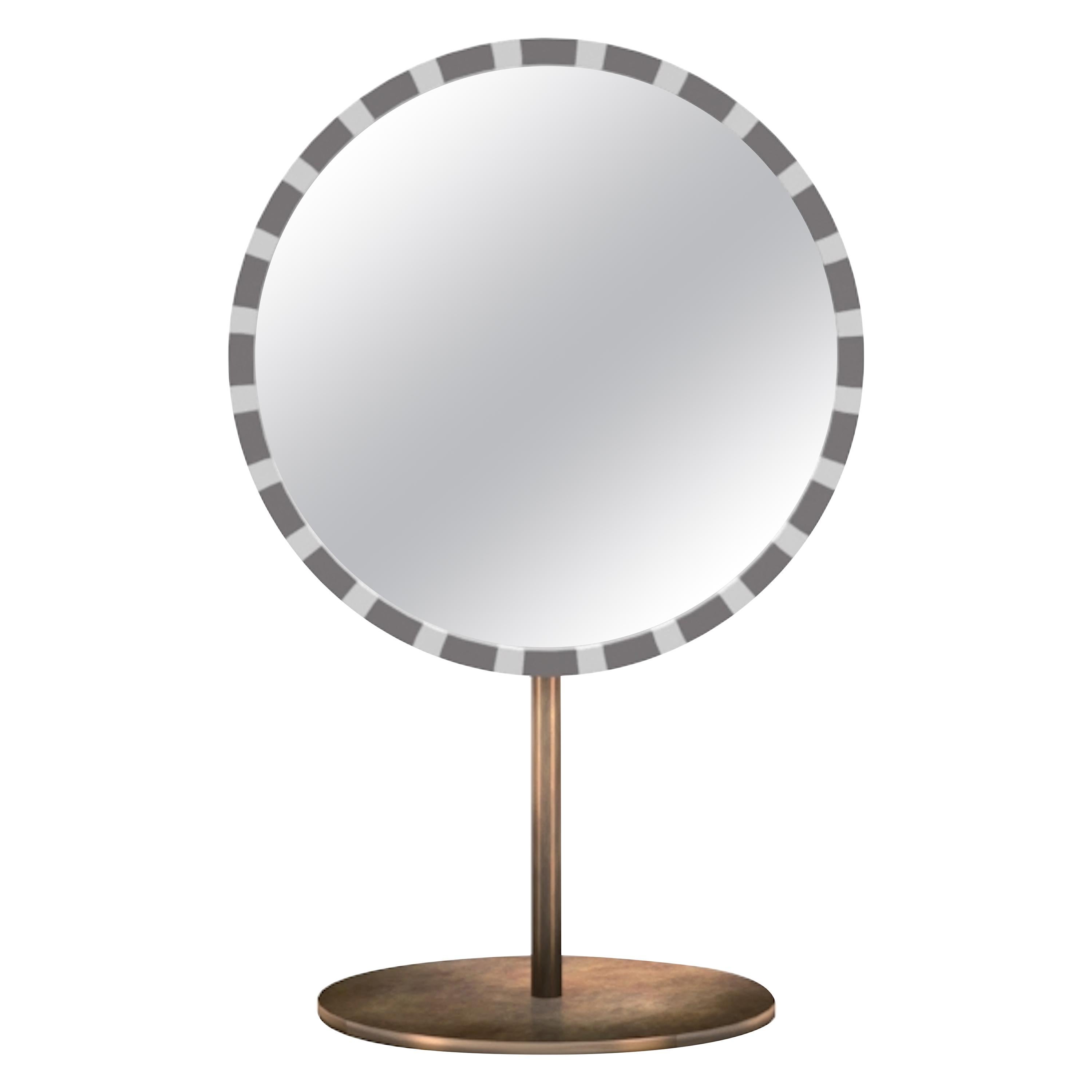 Paris Table Mirror Gray and White by Matteo Cibic For Sale