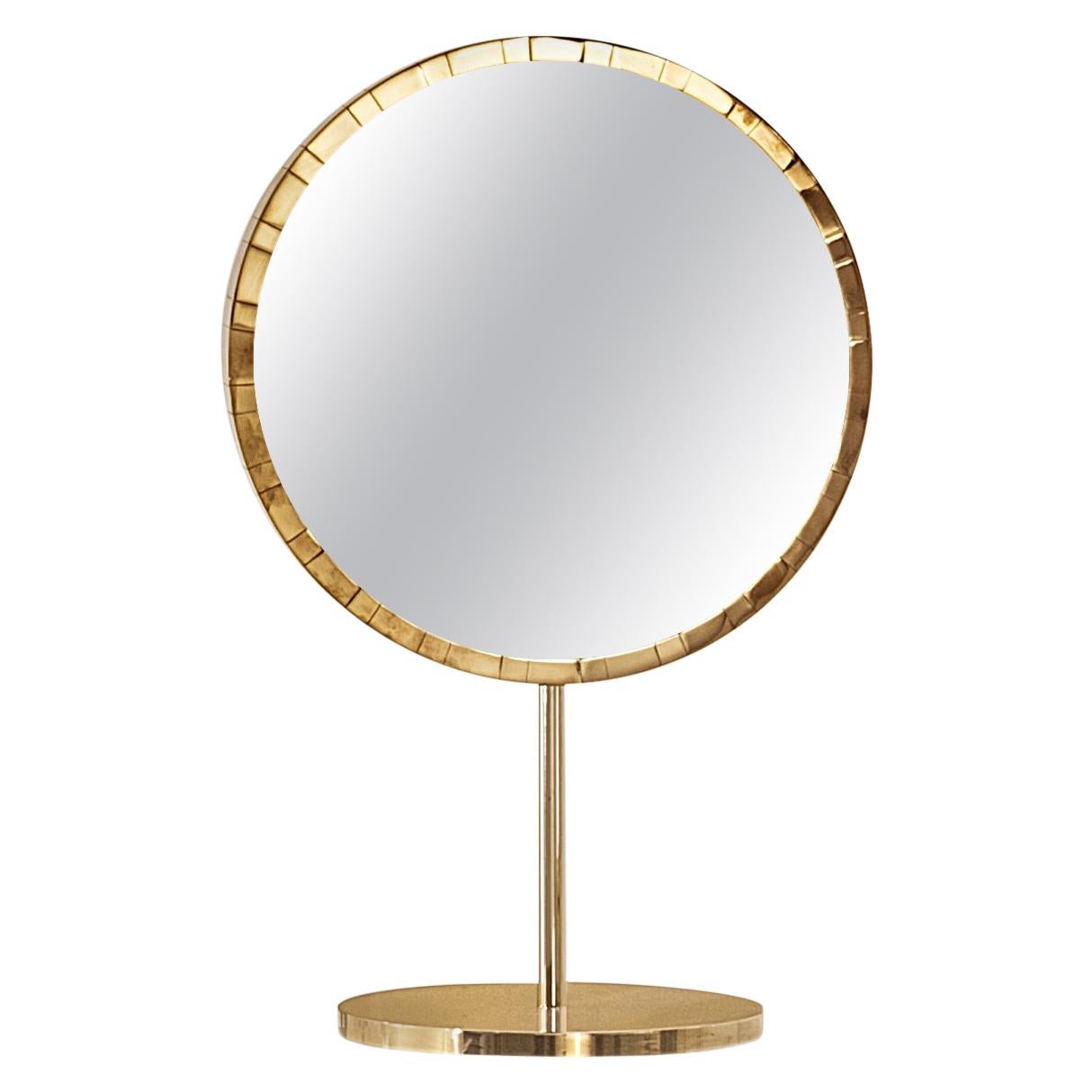 Paris Table Mirror with Brass Inlay by Matteo Cibic For Sale