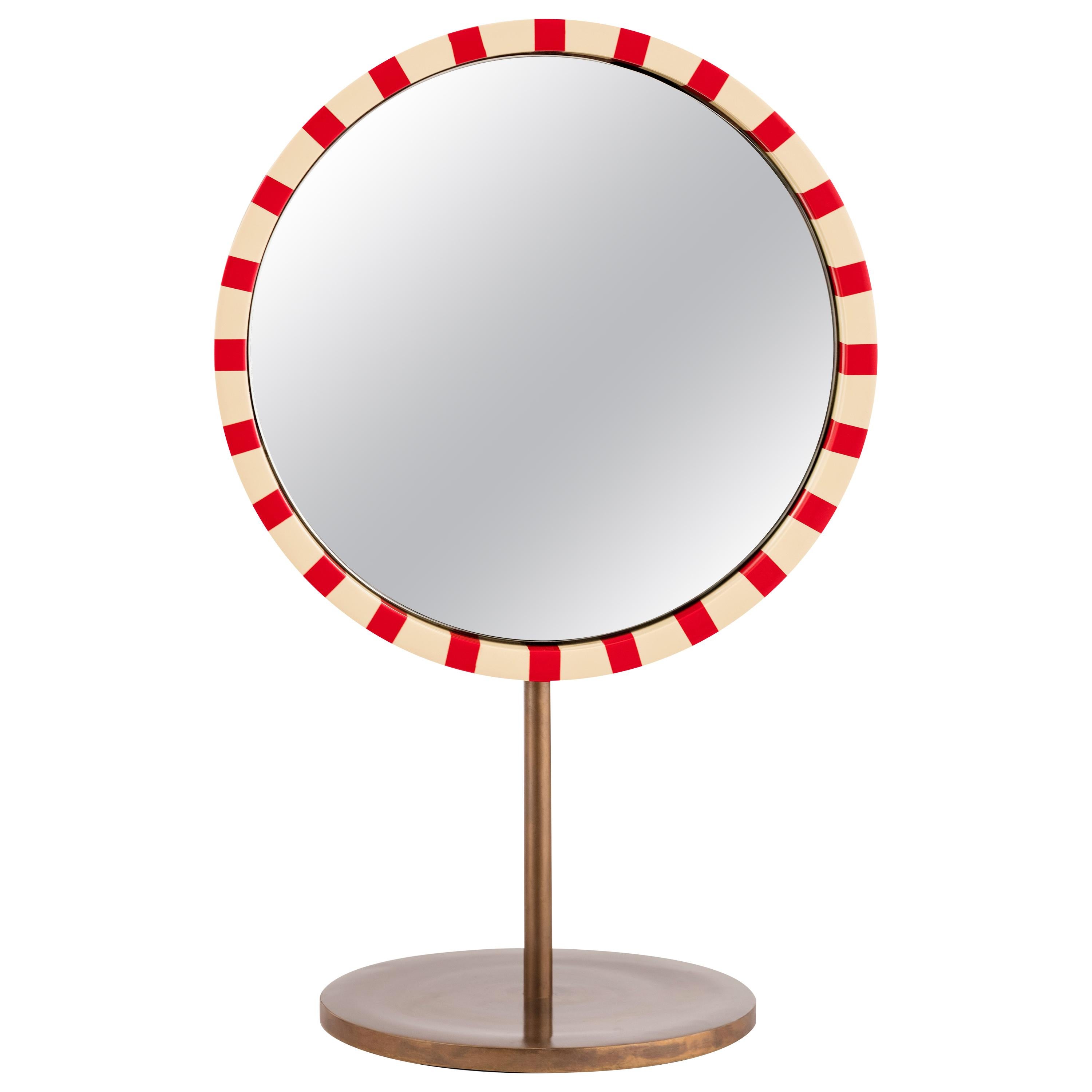 Miroir de table Paris Rouge et Blanc par Matteo Cibic en vente