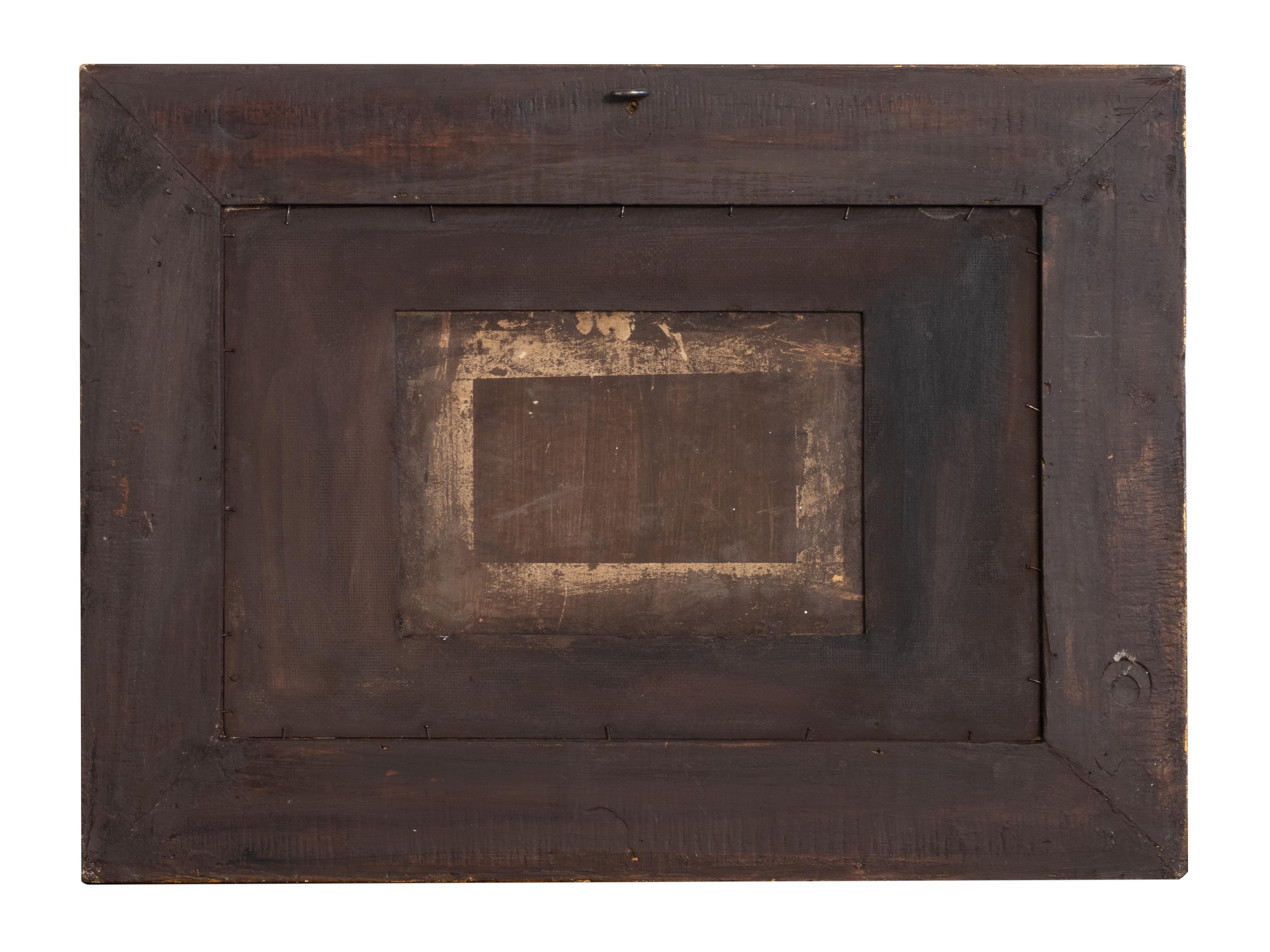 Pariser Szene, französisches postimpressionistisches Frachtschiff-Gemälde, 20. (Geölt) im Angebot