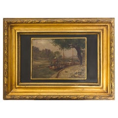 Pariser Szene, französisches postimpressionistisches Frachtschiff-Gemälde, 20.