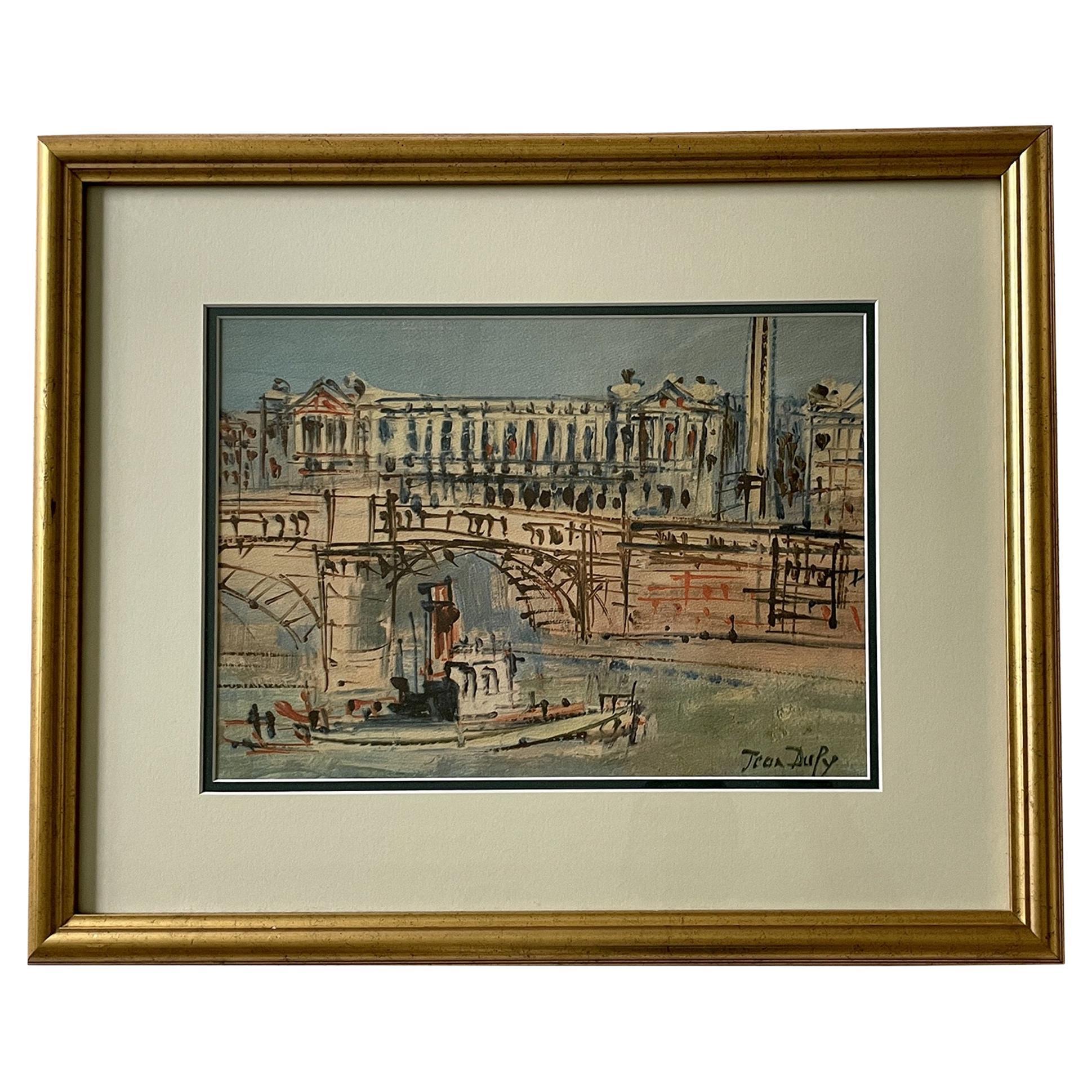 Paris Scene Illustration Lithograph of Place De Concord by Jean Dufy