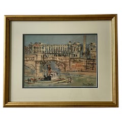 Paris Scene Illustration Lithograph of Place De Concord by Jean Dufy