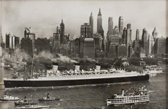 The Queen Mary in New York 1936 - Silver Gelatin B and W Photography Framed