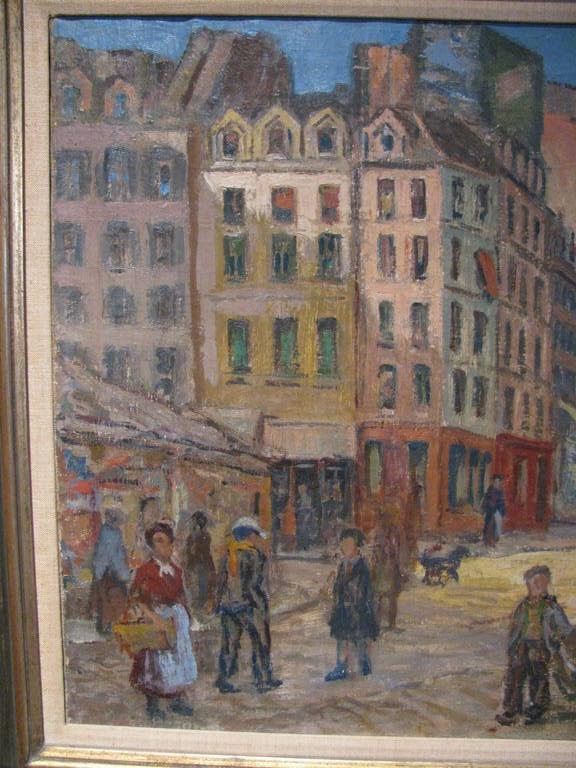 Paris Street Scene with an Active Morning 1912 by Artist Albert Abramovitz In Good Condition For Sale In Port Jervis, NY