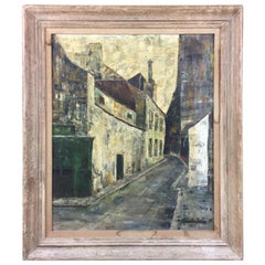 Scène de rue à Paris Huile sur toile signée Robert The, circa 1955