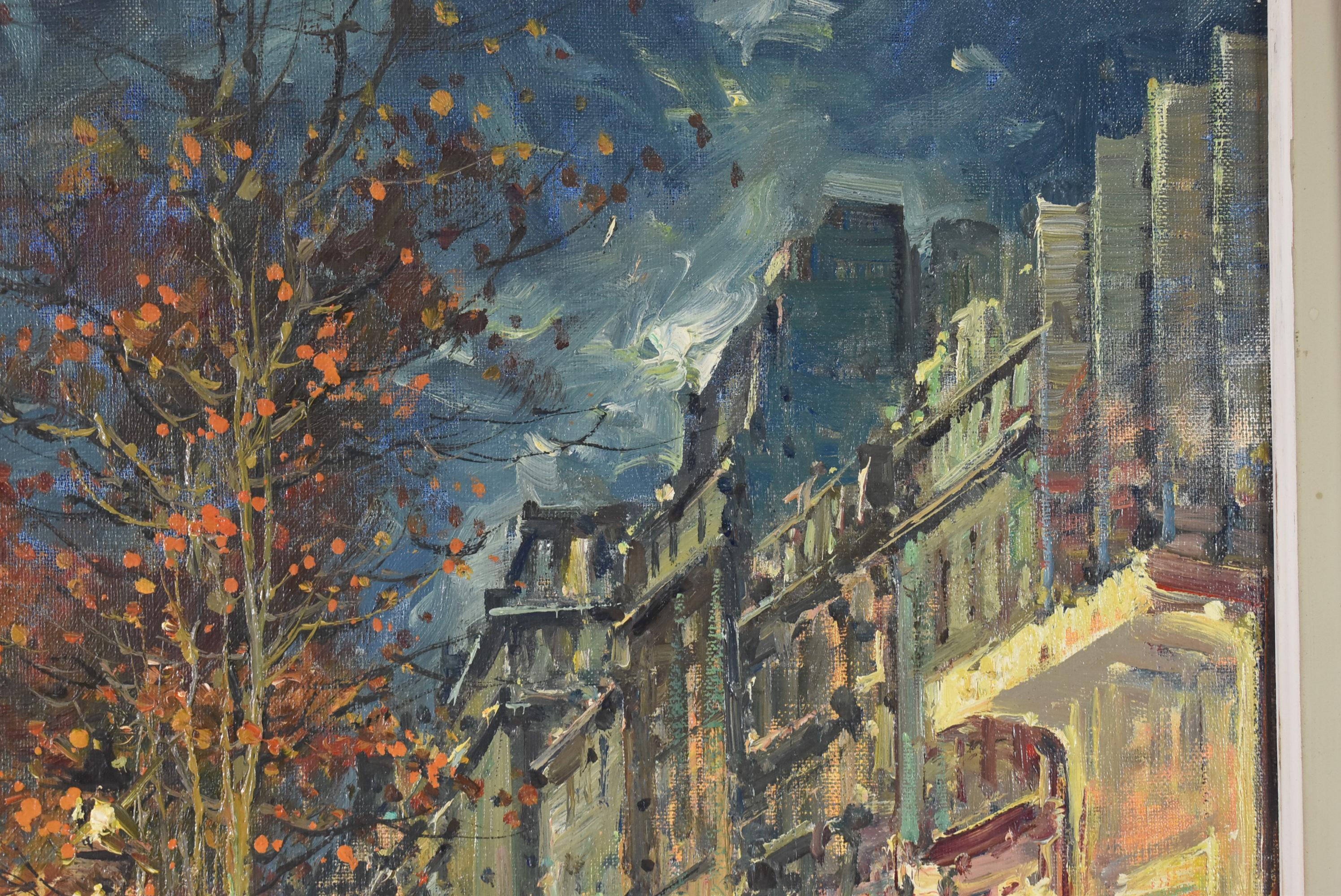 Pintura al óleo sobre lienzo Escena callejera de París, Arco del Triunfo, por Jean Salabet Lienzo en venta