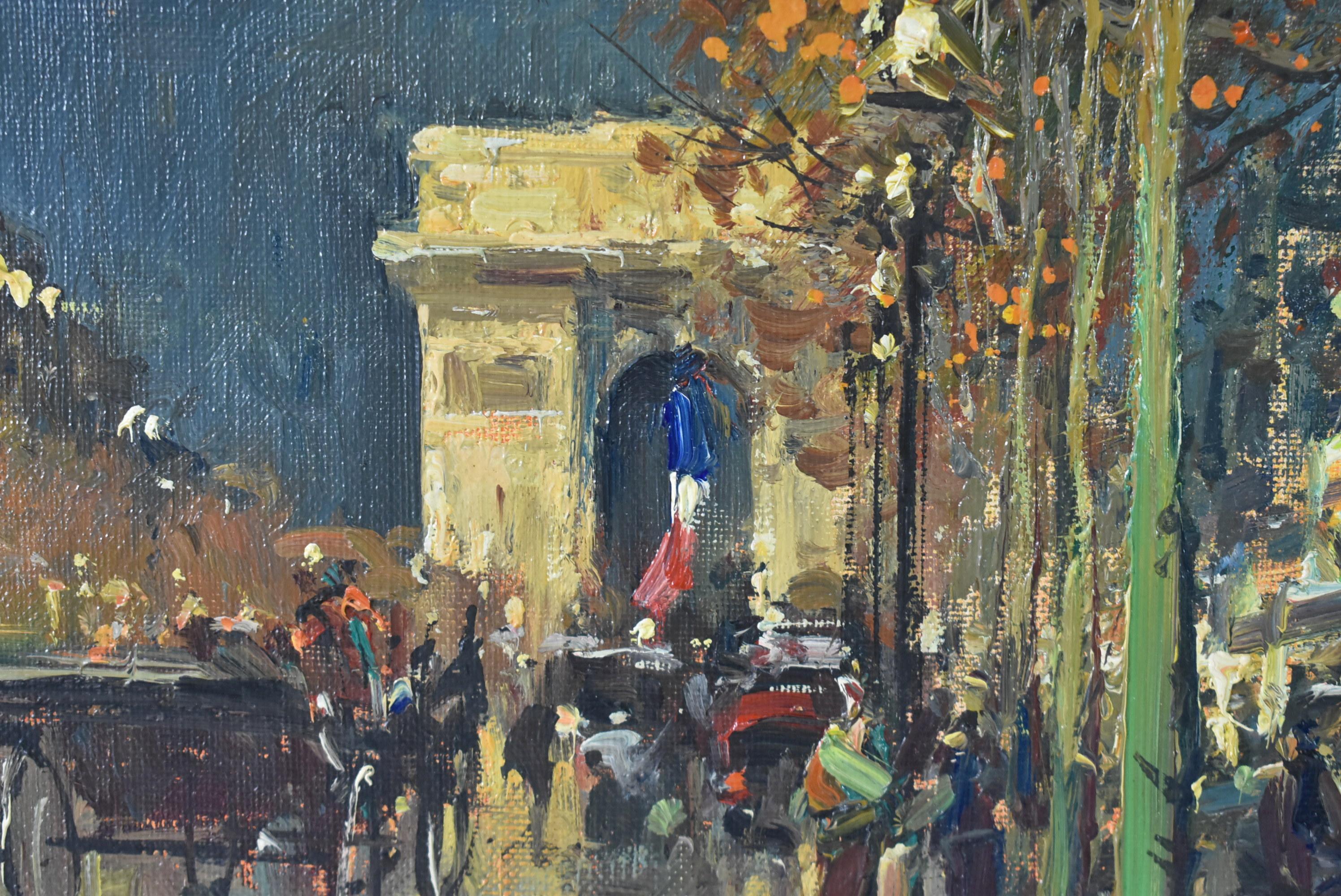 Paris Street Scene Oil Painting on Canvas, Arc De Triumphe, by Jean Salabet For Sale 3