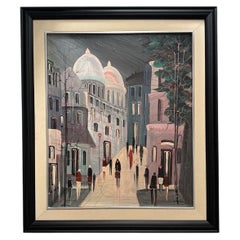 Paris Street Scene with Sacré-Cœur. Oil on canvas