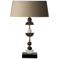 'Paris' Table Lamp, Brass, Slate, Bronze and White Resin