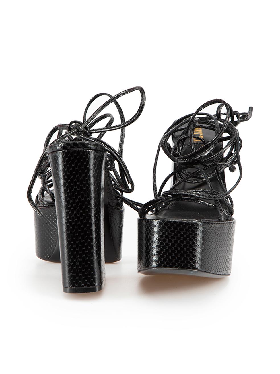 Paris Texas Sandales en cuir noir embossées de serpent Taille EU 41 Bon état - En vente à London, GB