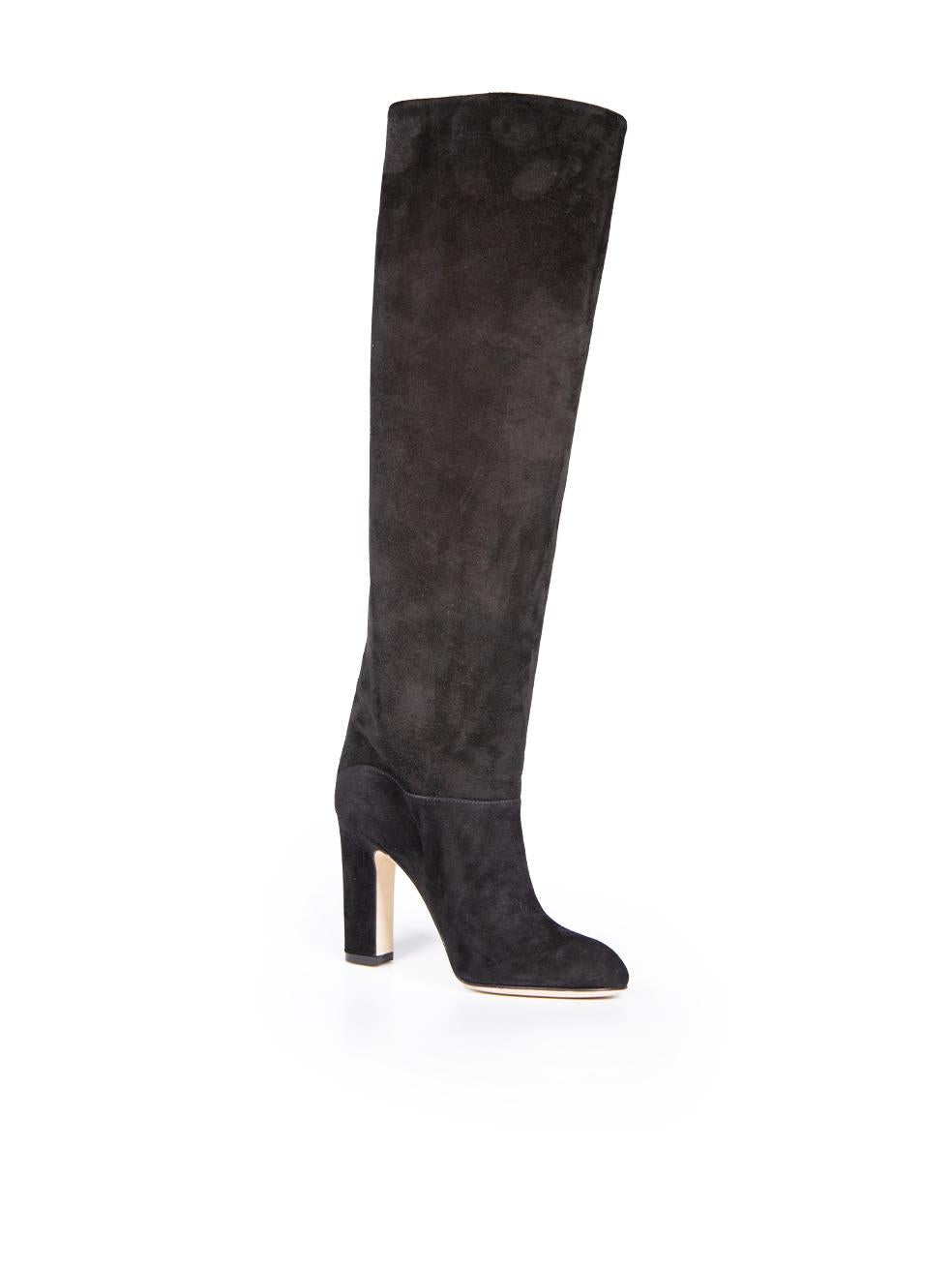 CONDITION is Never worn. No visible wear to boots is evident on this new Paris Texas designer resale item. This item comes with an original dust bag and box.
 Details
 Black
 Suede
 Boots
 Knee high
 High heels
 Almond toe
 Block heels
 
 
 Made in