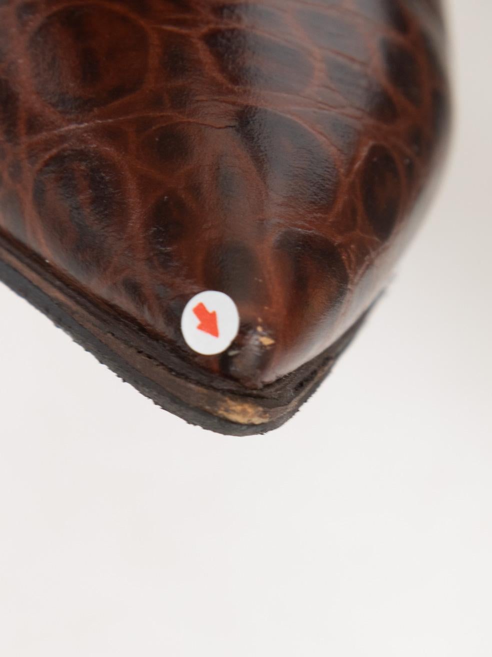 Paris Texas Braun Leder Anja Croc-Effekt Stiefel Größe IT 38 im Angebot 3