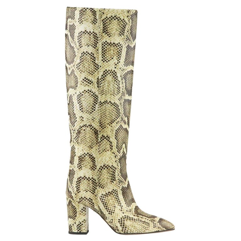 Paris Texas Snake Effect Leather Knee High Boots at 1stDibs