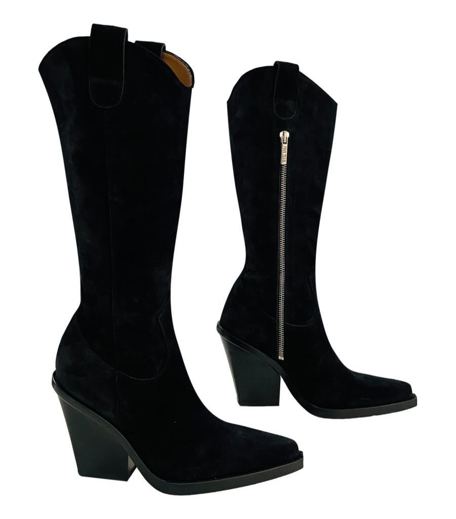 Black Paris Texas Suede Knee-High Boots For Sale