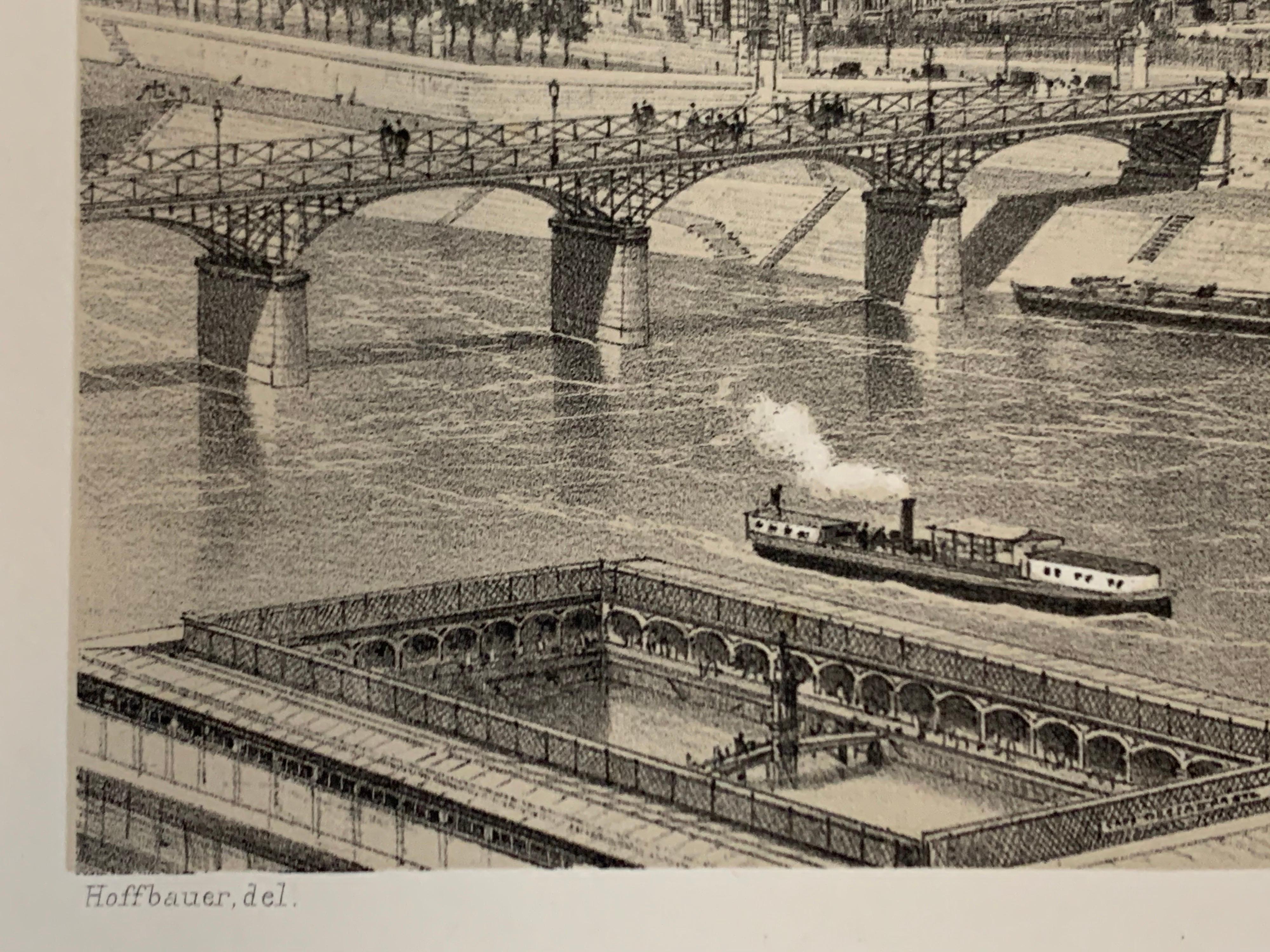Paris - Le Louvre 1867 - Lithographie ancienne - Impression Ciceri Paper Hoffbauer Bon état - En vente à West Hartford, CT