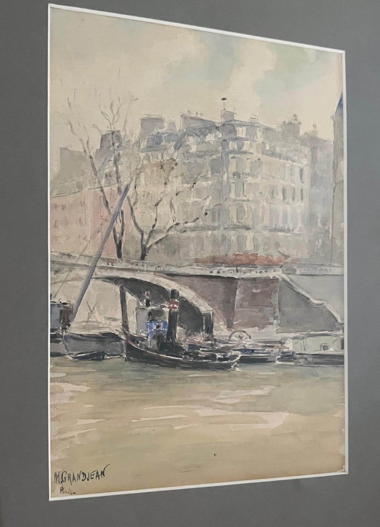 Paris Aquarell von Grandjean in antikem Rahmen (Französisch) im Angebot