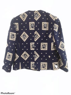 Veste Vintage Parisette Bleu et Blanc Taille M Femme Circa 1980