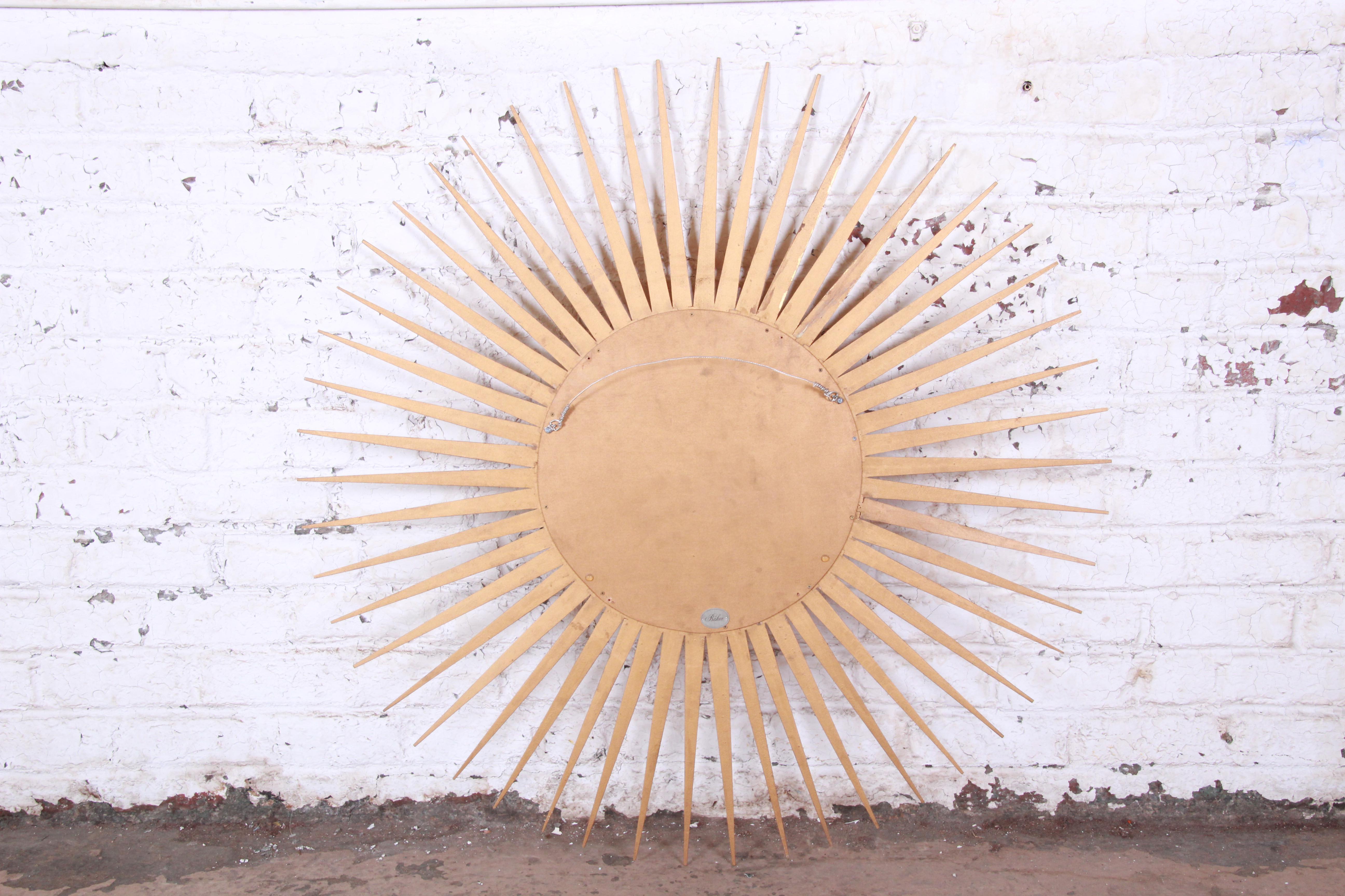 American Parish-Hadley for Baker Furniture Gold Gilt Sunburst Convex Mirror